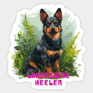 Lancashire heeler dog sitting in the grass Sticker